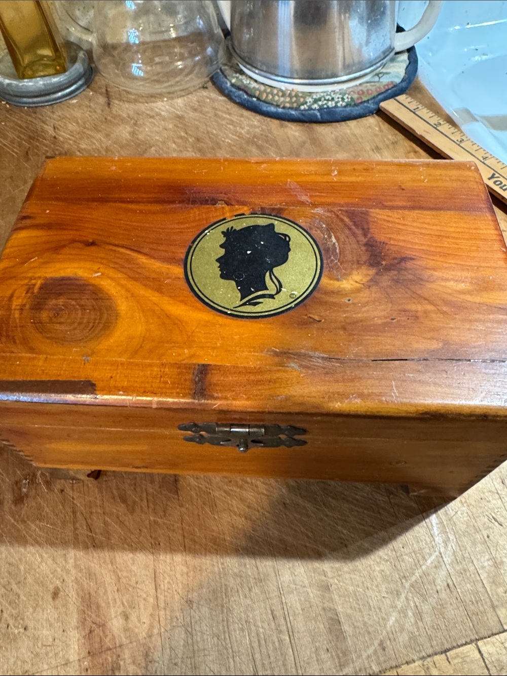 Wooden Keepsake Box with Cameo Accent